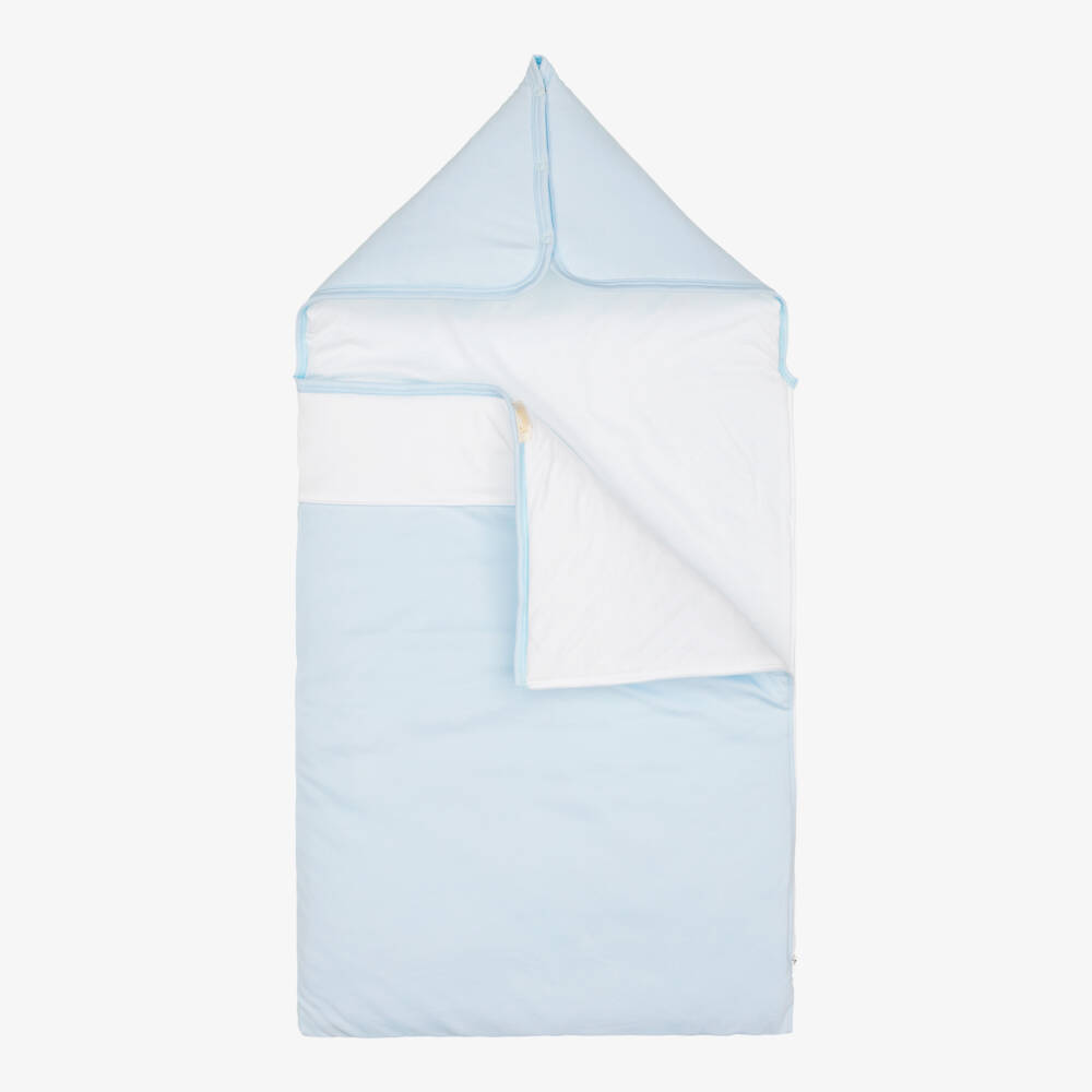 Kissy Kissy-Blue Hand-Embroidered Nest in Pima Cotton (79cm) | Childrensalon