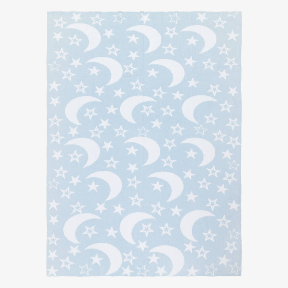 Kissy Kissy-Blue Moon & Stars Knitted Blanket (102cm) | Childrensalon
