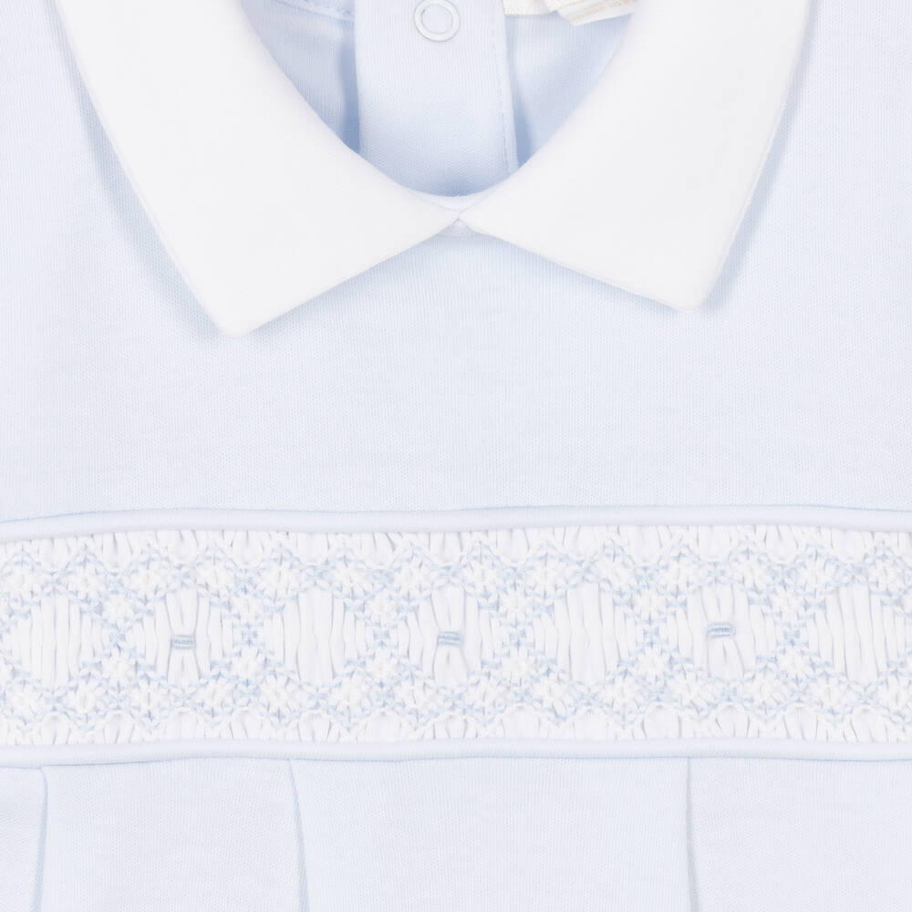 Kissy Kissy-Blue Pima Cotton Babygrow | Childrensalon