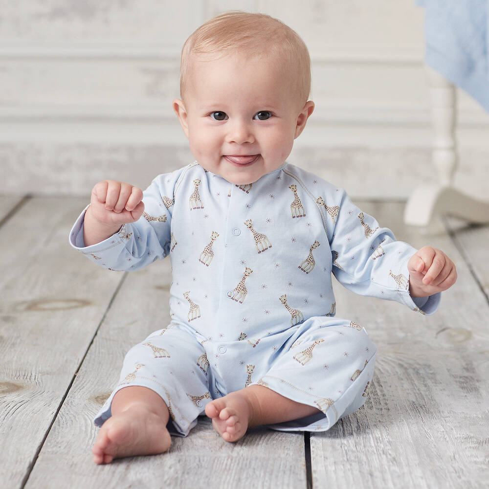 Kissy Kissy-Blue Pima Cotton Babygrow | Childrensalon