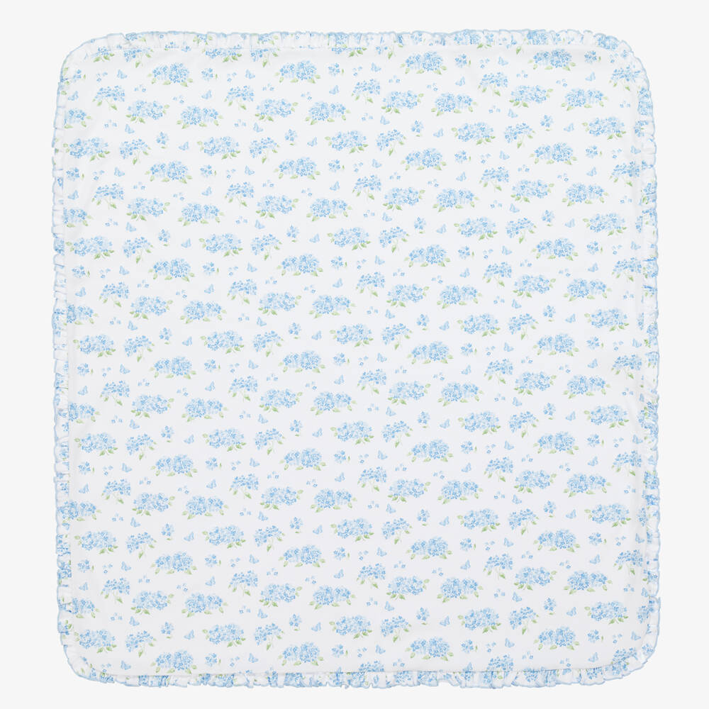 Kissy Kissy-Blue Pima Cotton Heavenly Hydrangeas Blanket (73cm) | Childrensalon