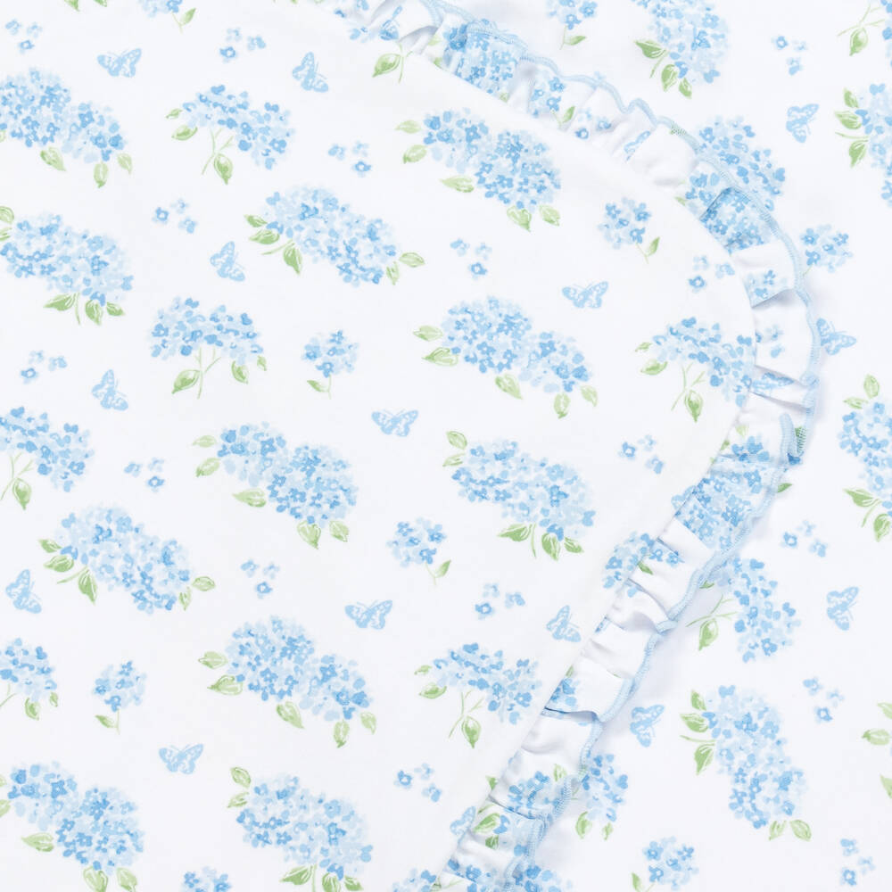 Kissy Kissy-Blue Pima Cotton Heavenly Hydrangeas Blanket (73cm) | Childrensalon