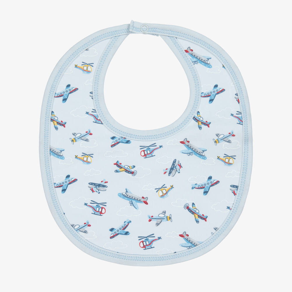 Kissy Kissy-Boys Blue Airplane Cotton Bib | Childrensalon