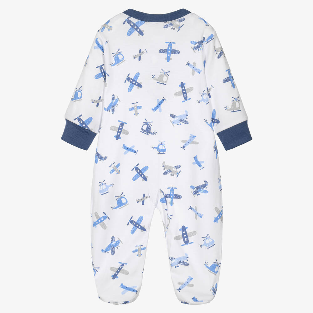 Kissy Kissy-Boys Blue Awesome Aircraft Pima Cotton Babygrow | Childrensalon