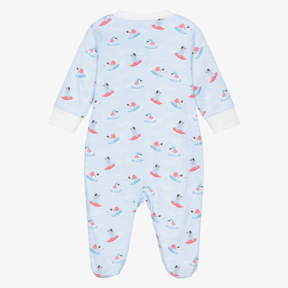 Kissy Kissy-Boys Blue Beach Pups Pima Cotton Zip-Up Babygrow | Childrensalon