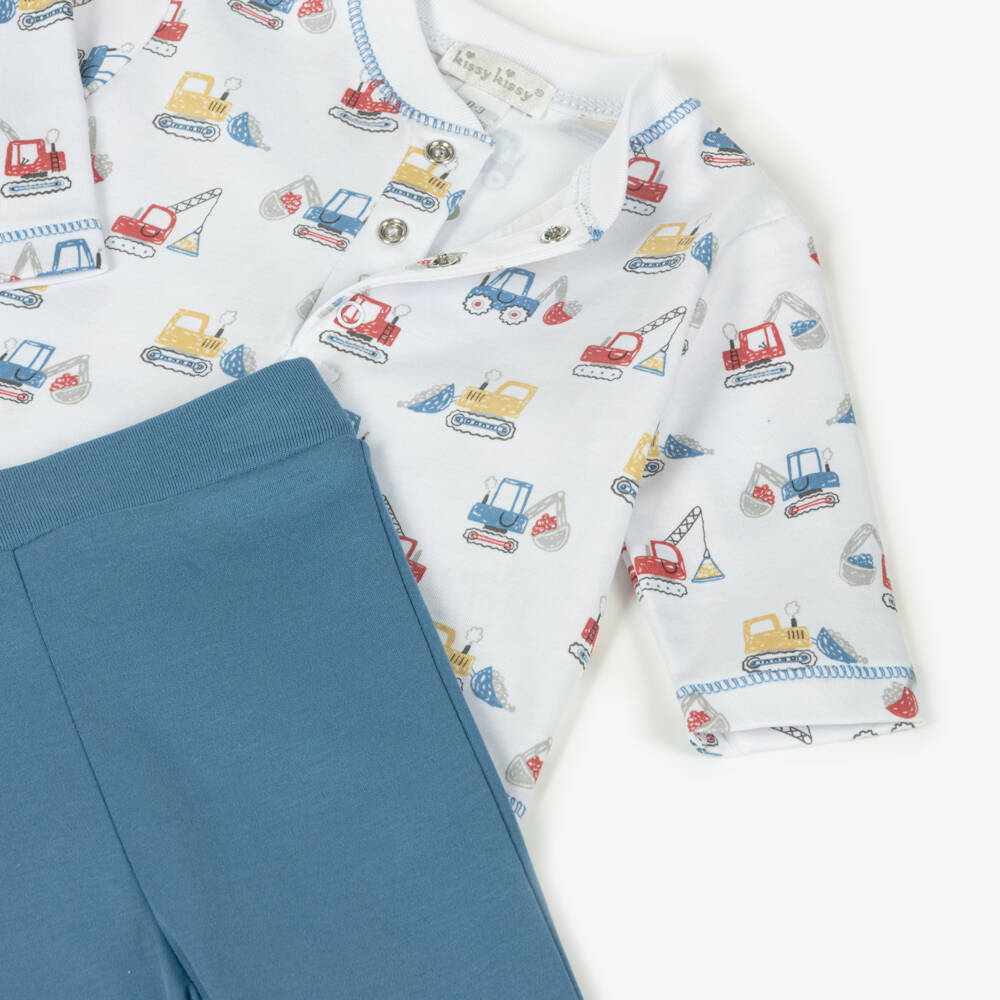 Kissy Kissy-Комплект синих брюк с экскаватором для мальчиков | Childrensalon