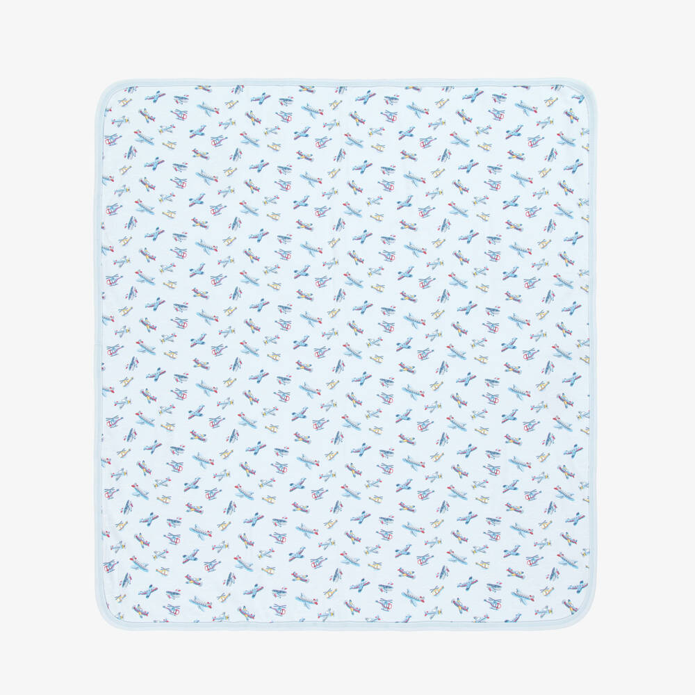 Kissy Kissy-Boys Blue Pima Cotton Plane Blanket | Childrensalon