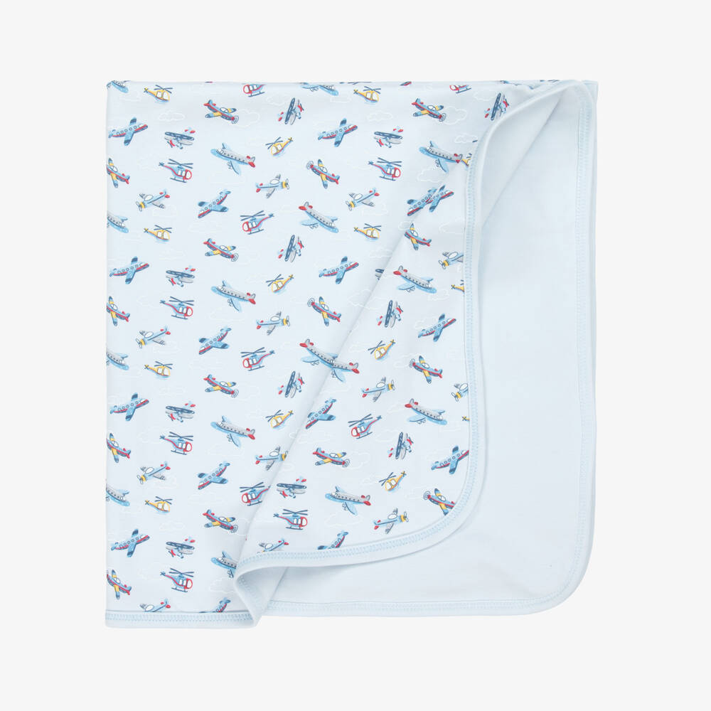 Kissy Kissy-Boys Blue Pima Cotton Plane Blanket | Childrensalon