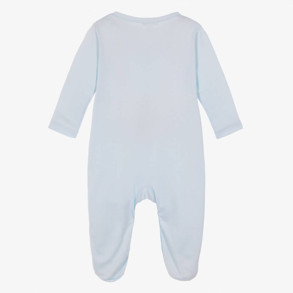 Kissy Kissy-Boys Blue Pima Cotton Teddy Bear Club Babygrow | Childrensalon