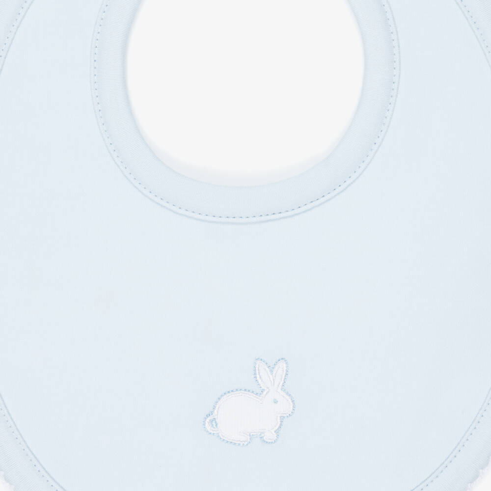 Kissy Kissy-مريلة قطنية زرقاء للأولاد مزينة بأرنب | Childrensalon