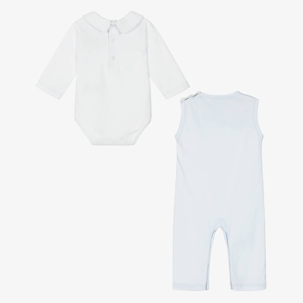 Kissy Kissy-Boys Blue Rocking Horse Dungaree Set | Childrensalon