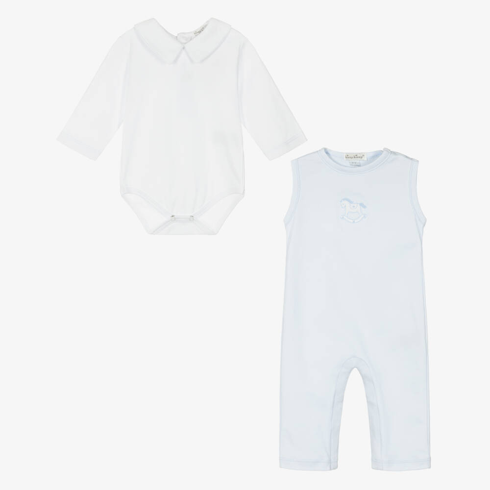 Kissy Kissy-Boys Blue Rocking Horse Dungaree Set | Childrensalon