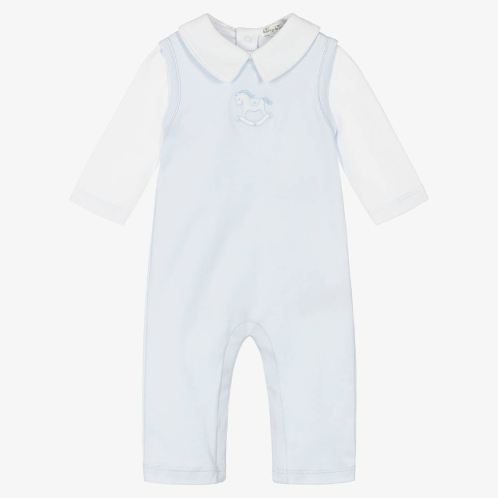 Kissy Kissy-Boys Blue Rocking Horse Dungaree Set | Childrensalon