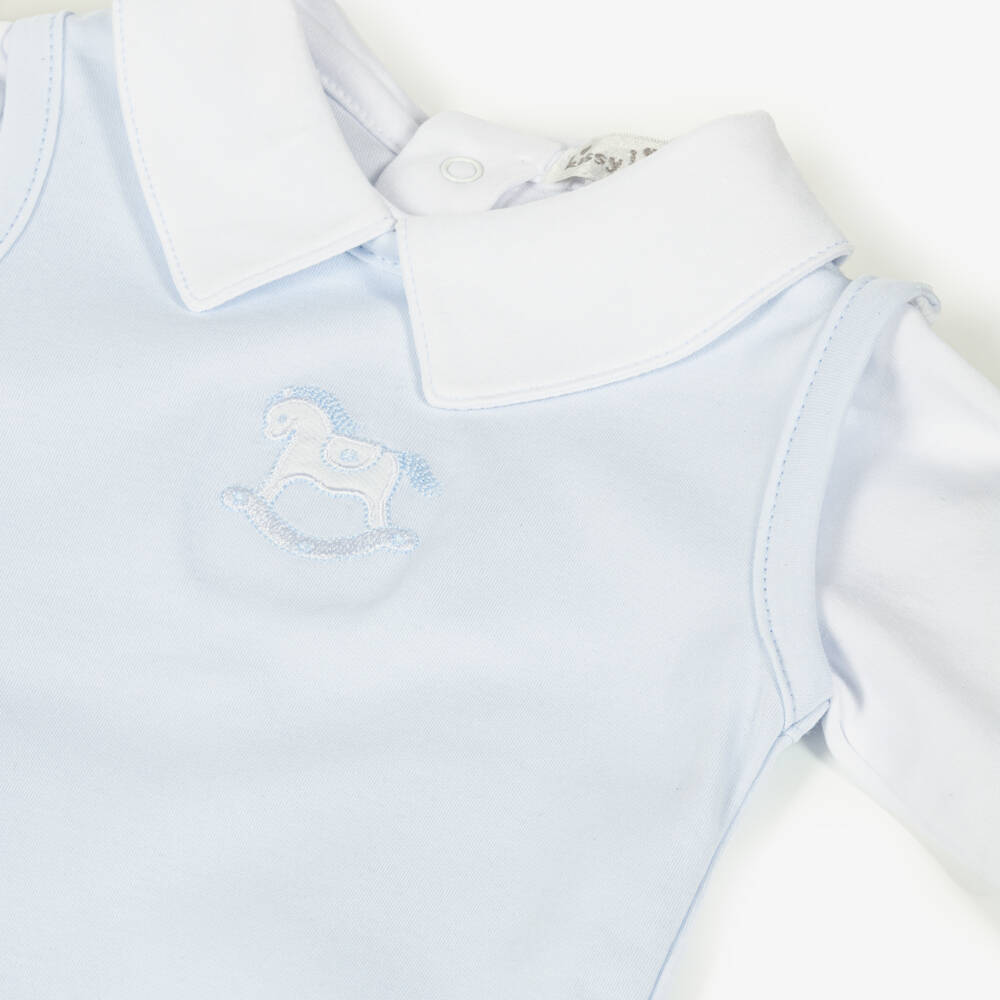 Kissy Kissy-Boys Blue Rocking Horse Dungaree Set | Childrensalon