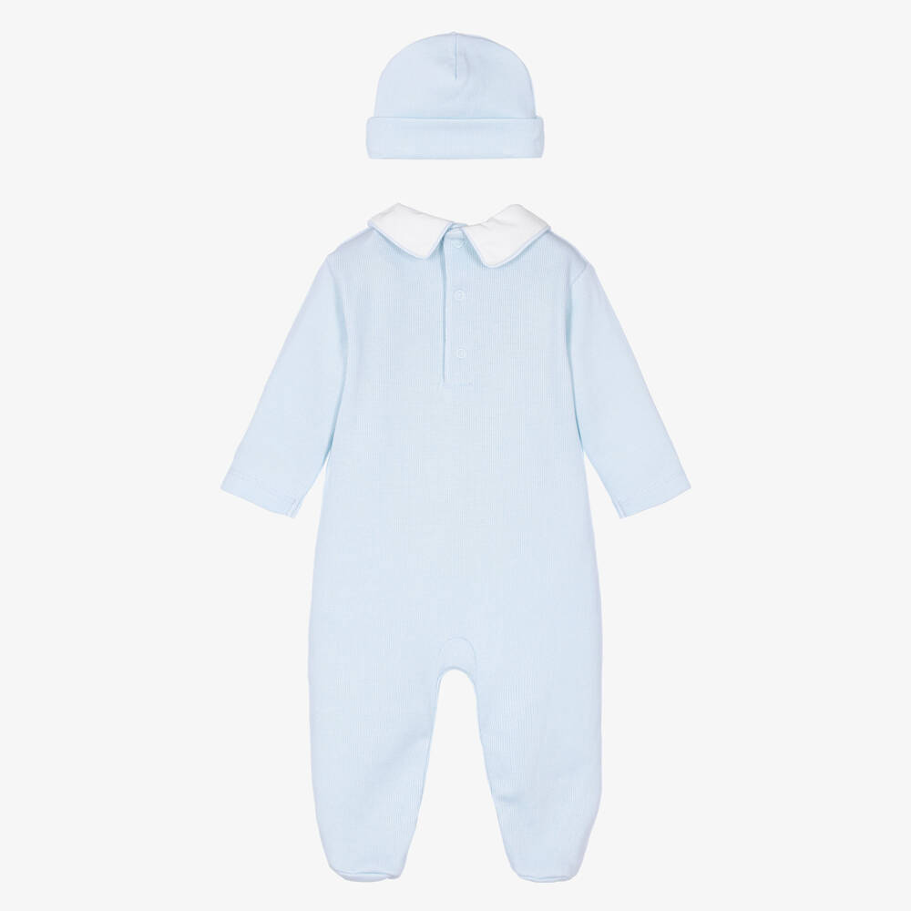 Kissy Kissy-Boys Blue Smocked Babysuit & Hat Set | Childrensalon