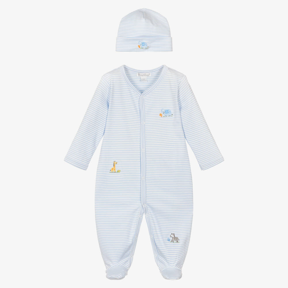 Kissy Kissy-Boys Blue Striped Pima Cotton Safari Bunch Babysuit Set | Childrensalon