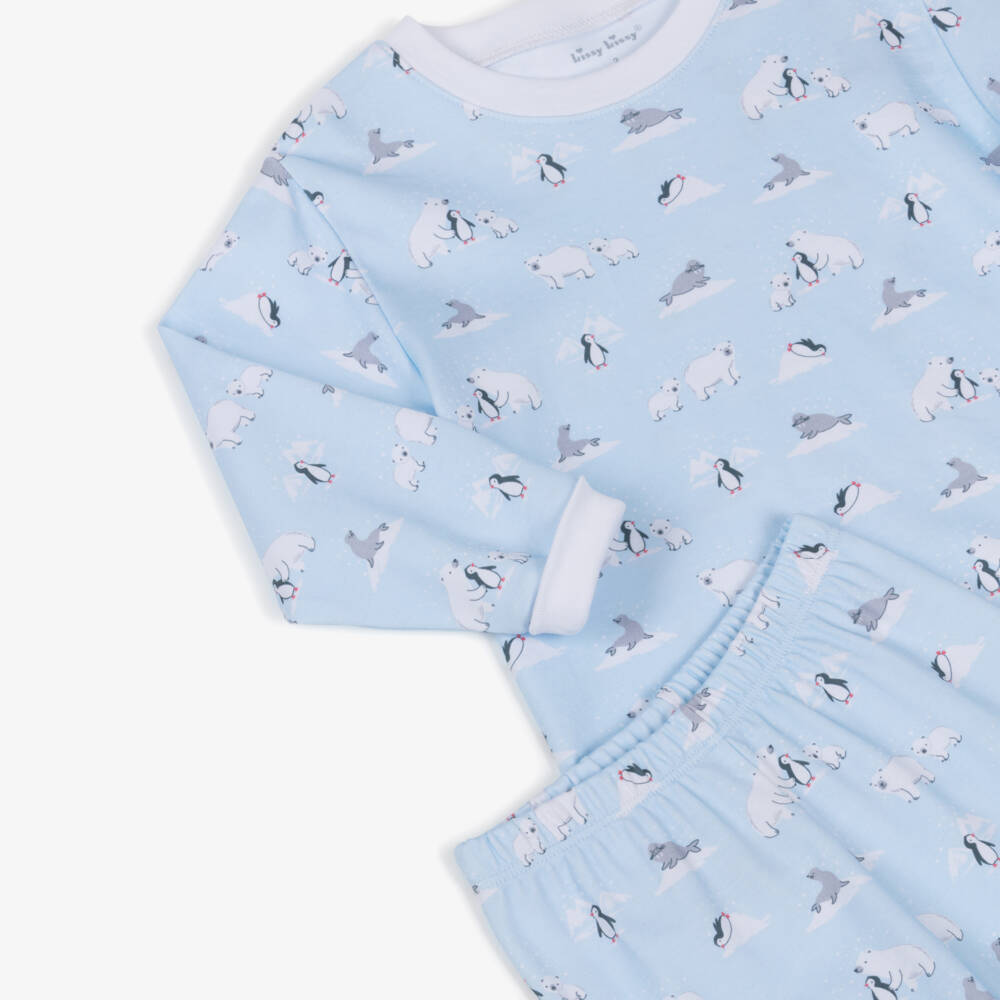 Kissy Kissy-Boys Blue & White Pima Cotton Arctic Awe Pyjamas | Childrensalon