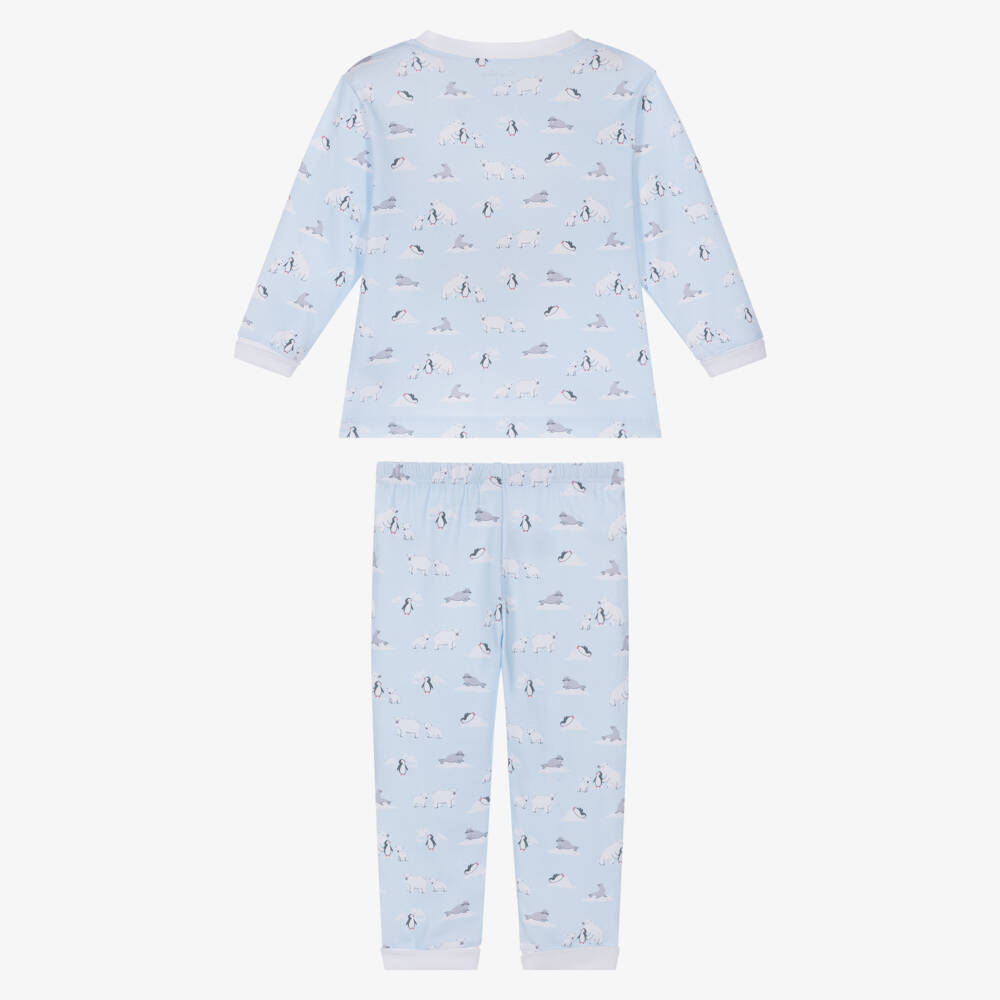 Kissy Kissy-Boys Blue & White Pima Cotton Arctic Awe Pyjamas | Childrensalon