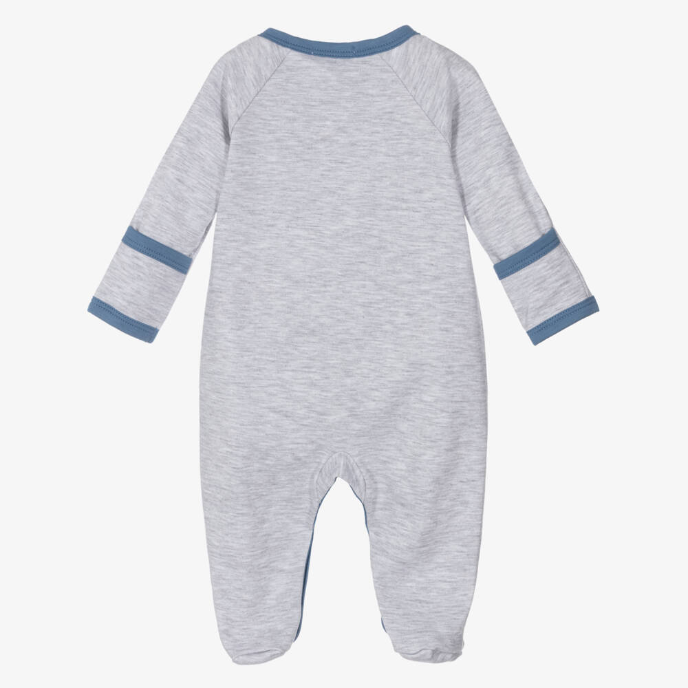 Kissy Kissy-Boys Grey Pima Cotton Construction Diggers Babygrow | Childrensalon