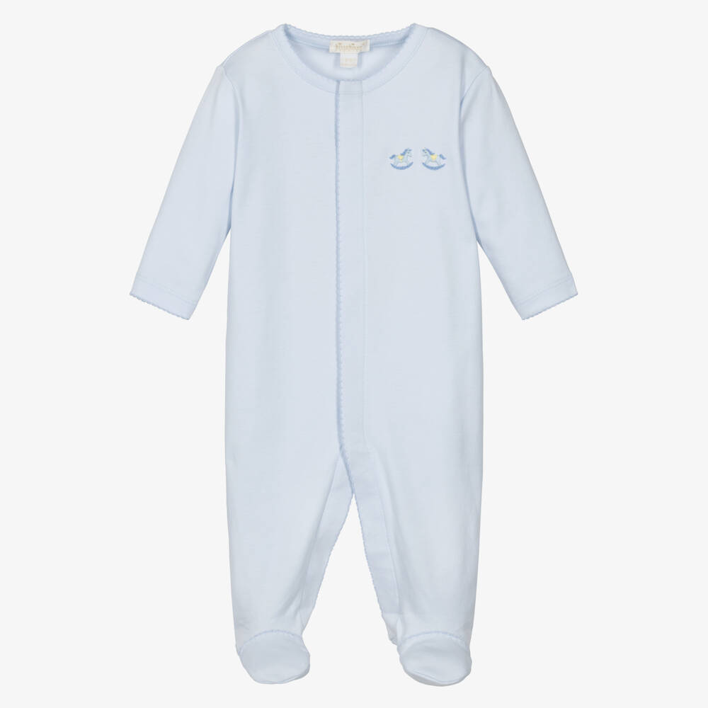 Kissy Kissy-Boys Light Blue Pima Cotton Babygrow | Childrensalon