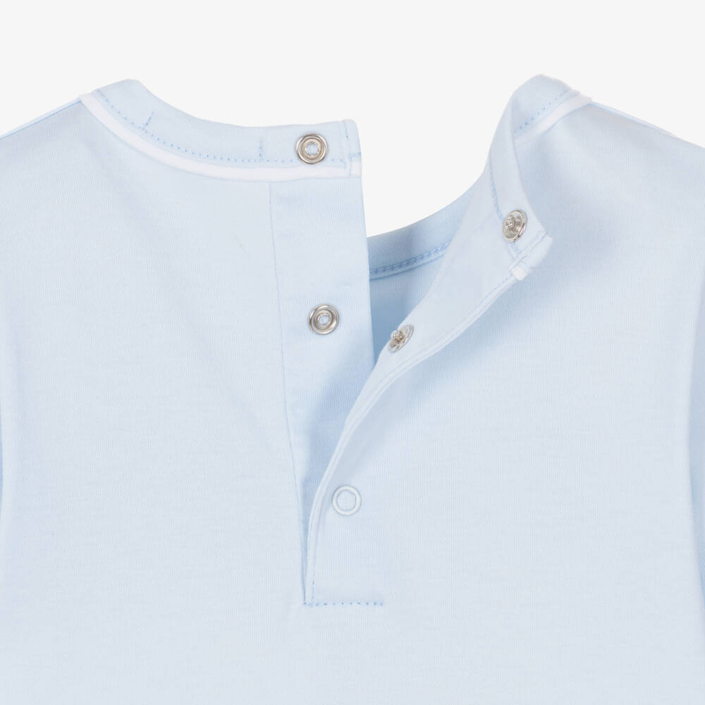 Kissy Kissy-Boys Pale Blue Pima Cotton Hand-Smocked Babygrow | Childrensalon