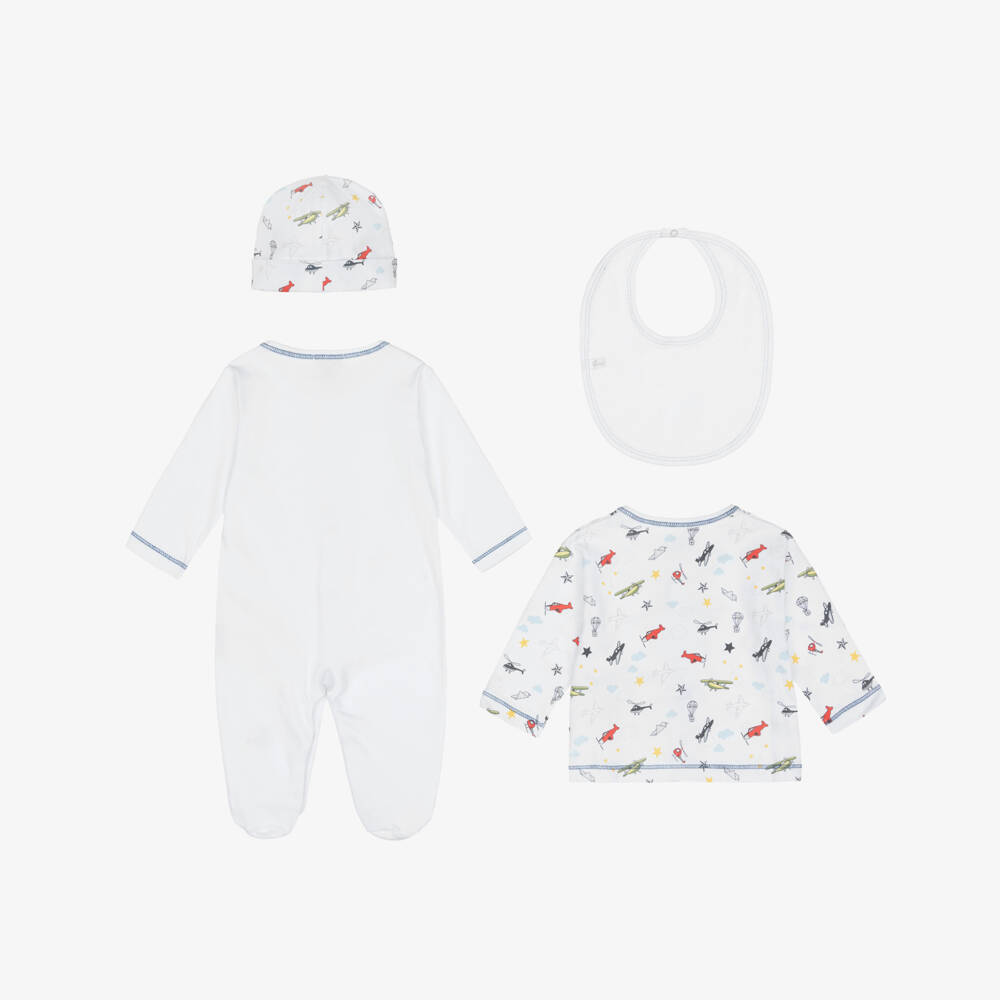 Kissy Kissy-Boys Pima White Cotton Aviators Babysuit Set | Childrensalon