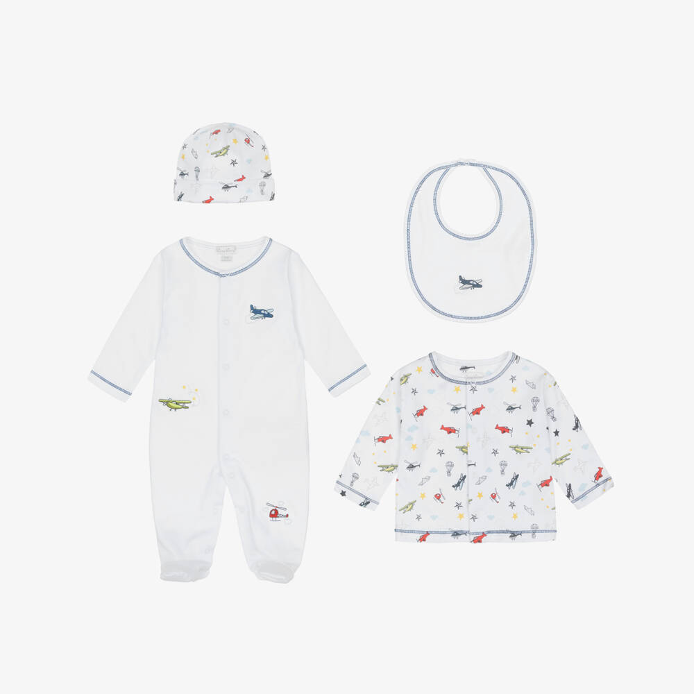 Kissy Kissy-Boys Pima White Cotton Aviators Babysuit Set | Childrensalon