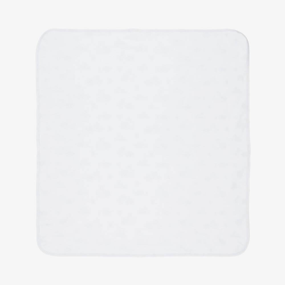 Kissy Kissy-Boys White & Blue Cotton Dinosaur Delight Blanket (73cm) | Childrensalon