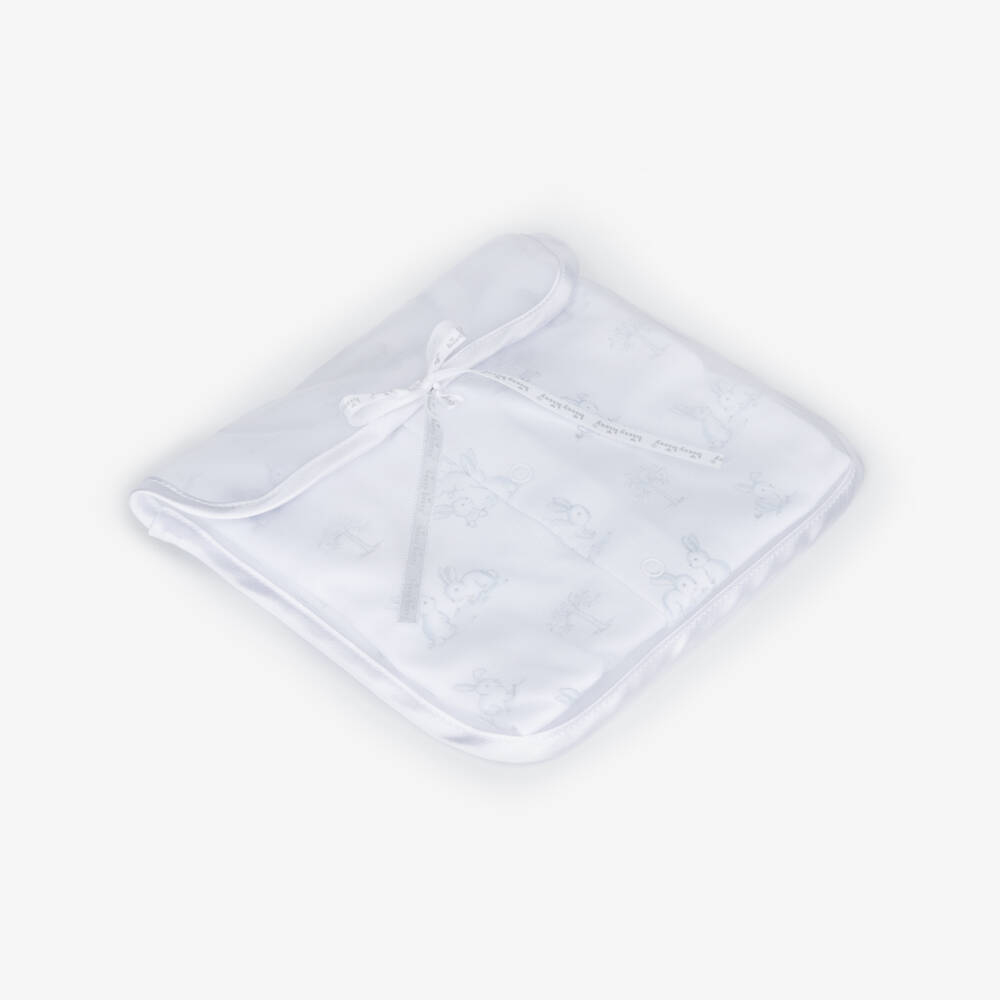 Kissy Kissy-Boys White & Blue Cotton Springtime Bunny Fun Babysuit Set | Childrensalon