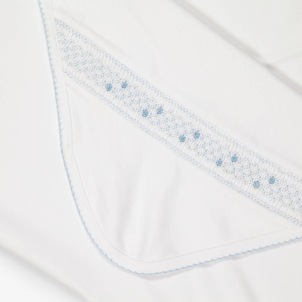 Kissy Kissy-Boys White & Blue Fall Blooms Pima Cotton Blanket (73cm) | Childrensalon