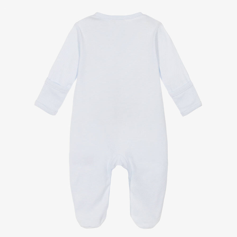 Kissy Kissy-Boys White & Blue Pima Cotton Babygrow with Embroidered Boats | Childrensalon