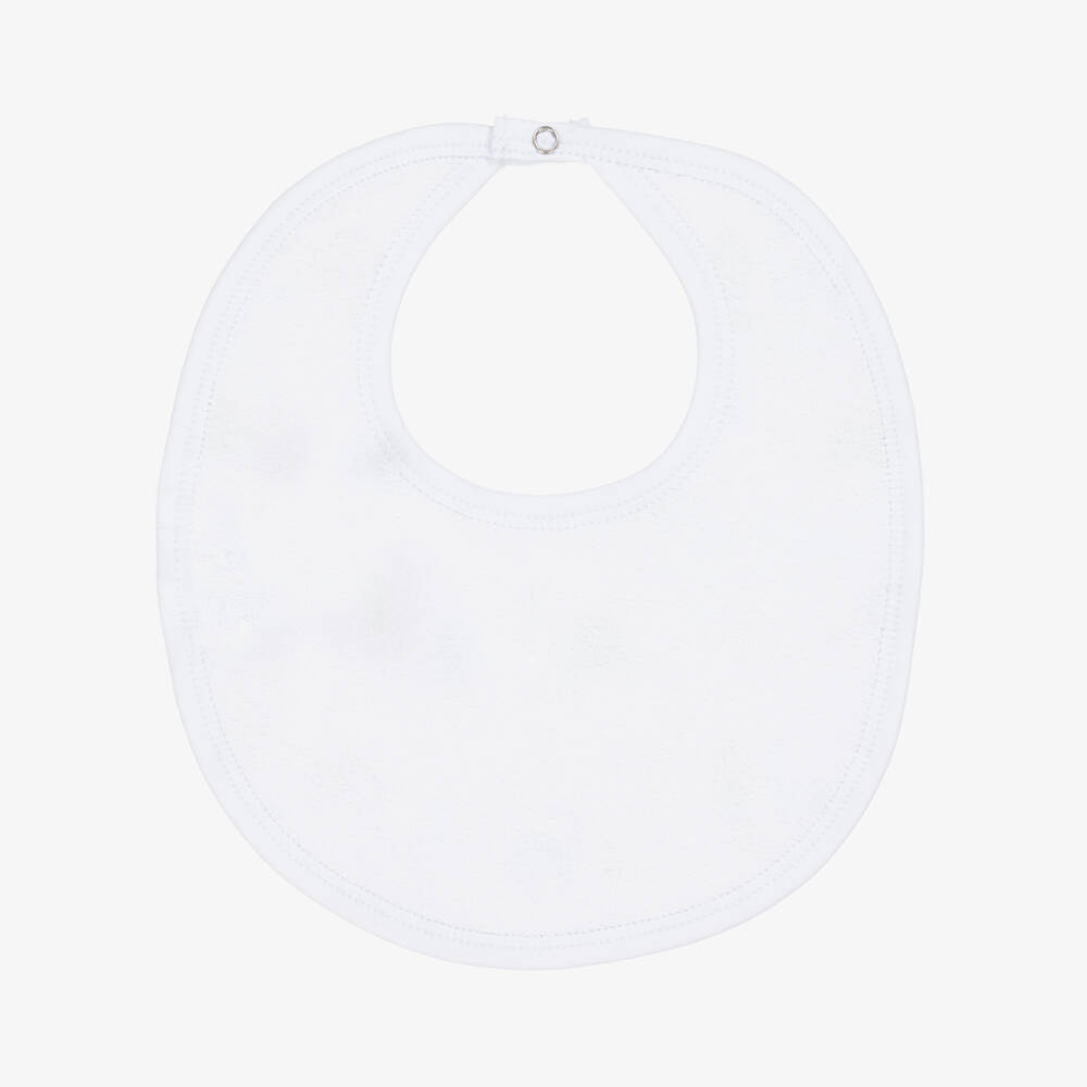 Kissy Kissy-Boys White & Blue Pima Cotton Dinosaur Era Bib | Childrensalon