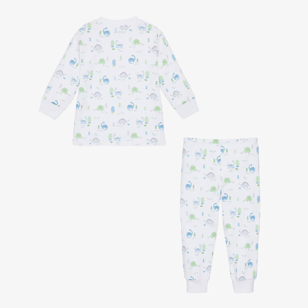 Kissy Kissy-Boys White & Blue Pima Cotton Dinosaur Era Pyjamas | Childrensalon