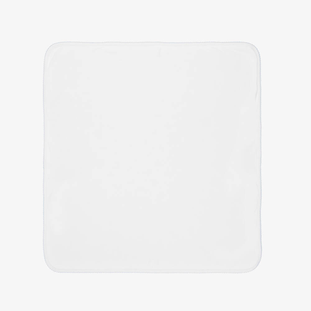 Kissy Kissy-بطانية قطن لون أبيض وأزرق للأولاد الرضع (73 سم) | Childrensalon