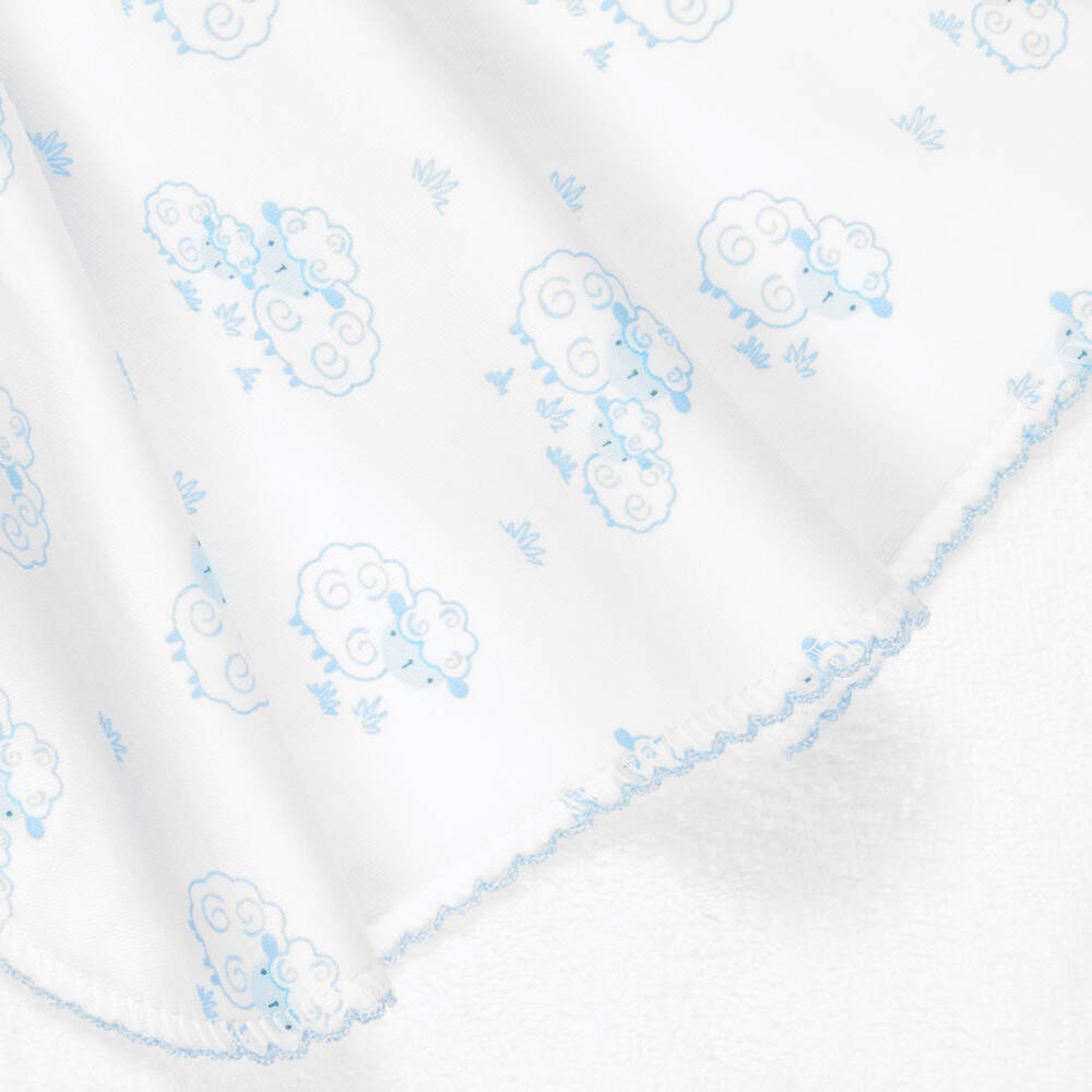 Kissy Kissy-Салфетка для отрыжки из хлопка пима бело-голубая с овечками для мальчиков (48см) | Childrensalon