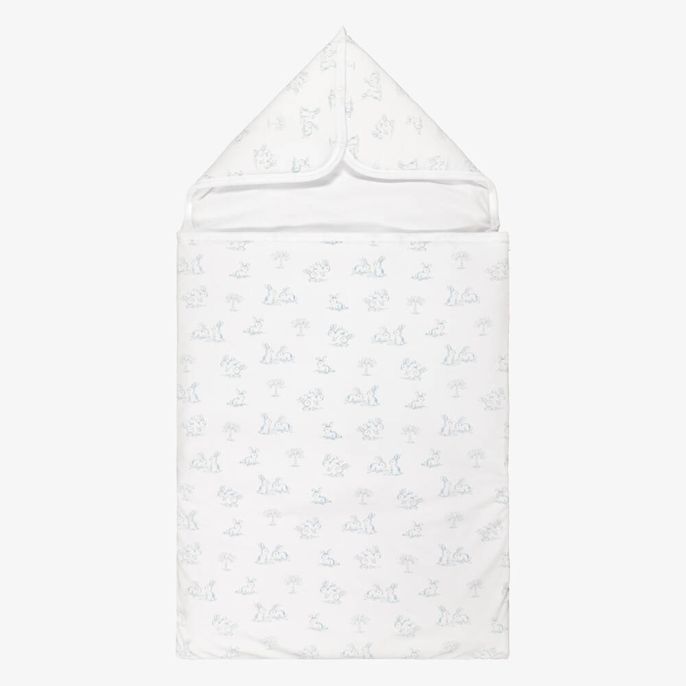 Kissy Kissy-Boys White & Blue Springtime Bunny Fun Baby Nest (78cm) | Childrensalon