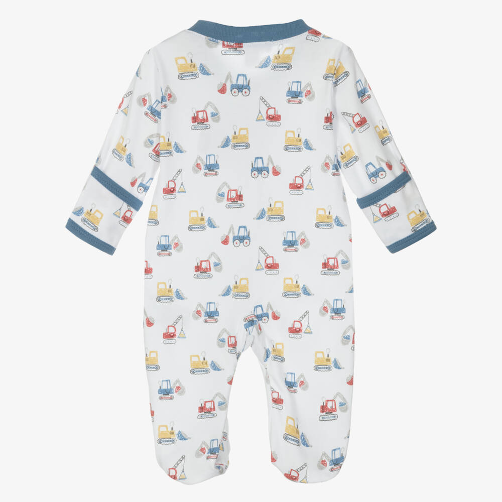 Kissy Kissy-Boys White Construction Print Babygrow | Childrensalon