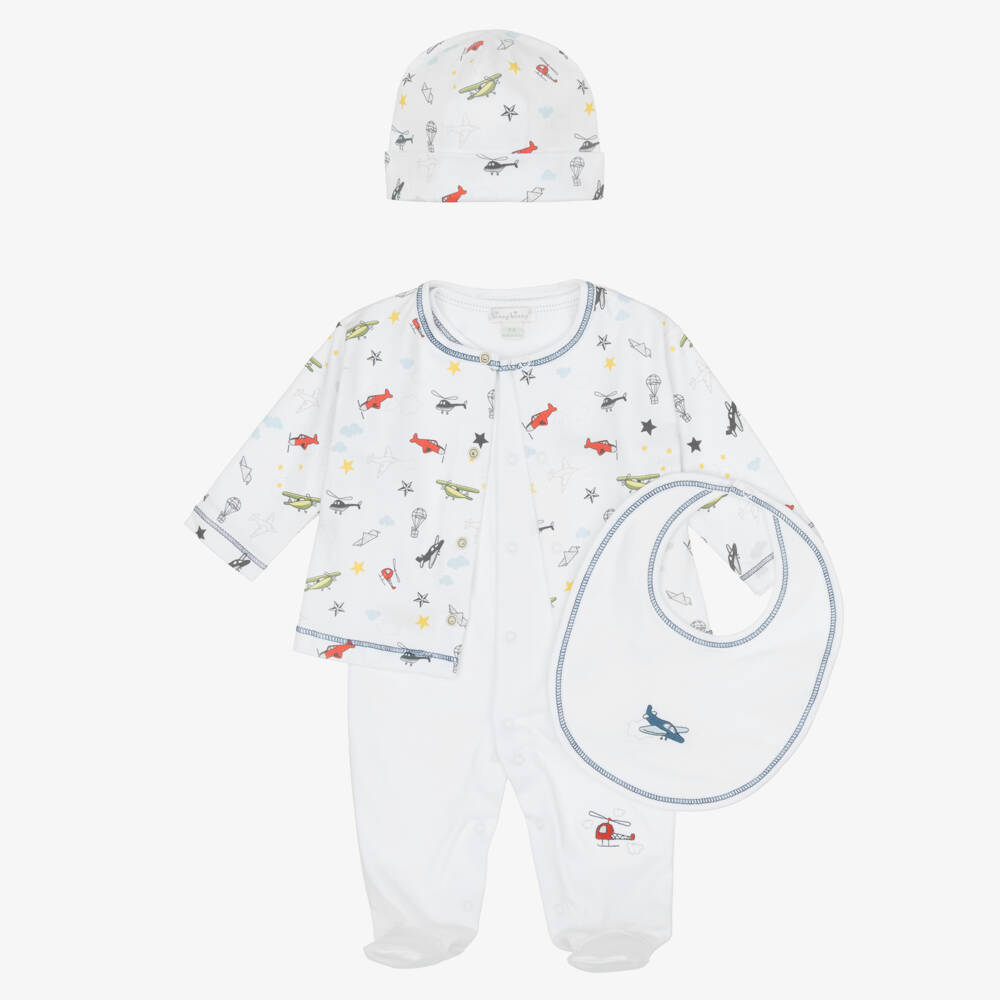 Kissy Kissy-Boys White Cotton Aeroplane Babysuit Set | Childrensalon