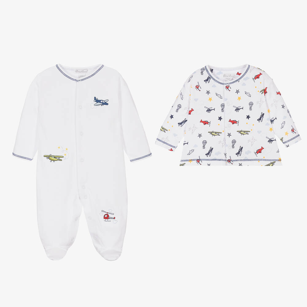 Kissy Kissy-Boys White Cotton Aeroplane Babysuit Set | Childrensalon