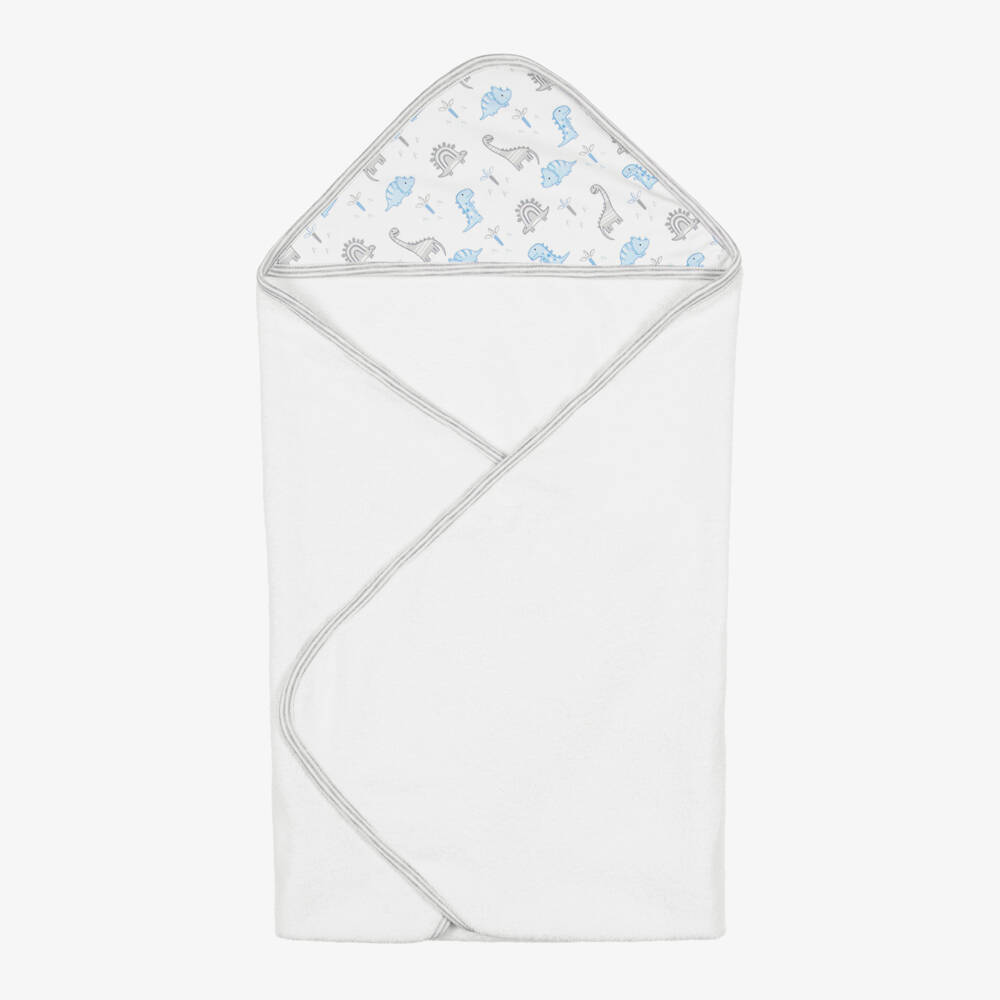Kissy Kissy-Boys White Cotton Dinosaur Territory Hooded Towel & Mitt Set | Childrensalon