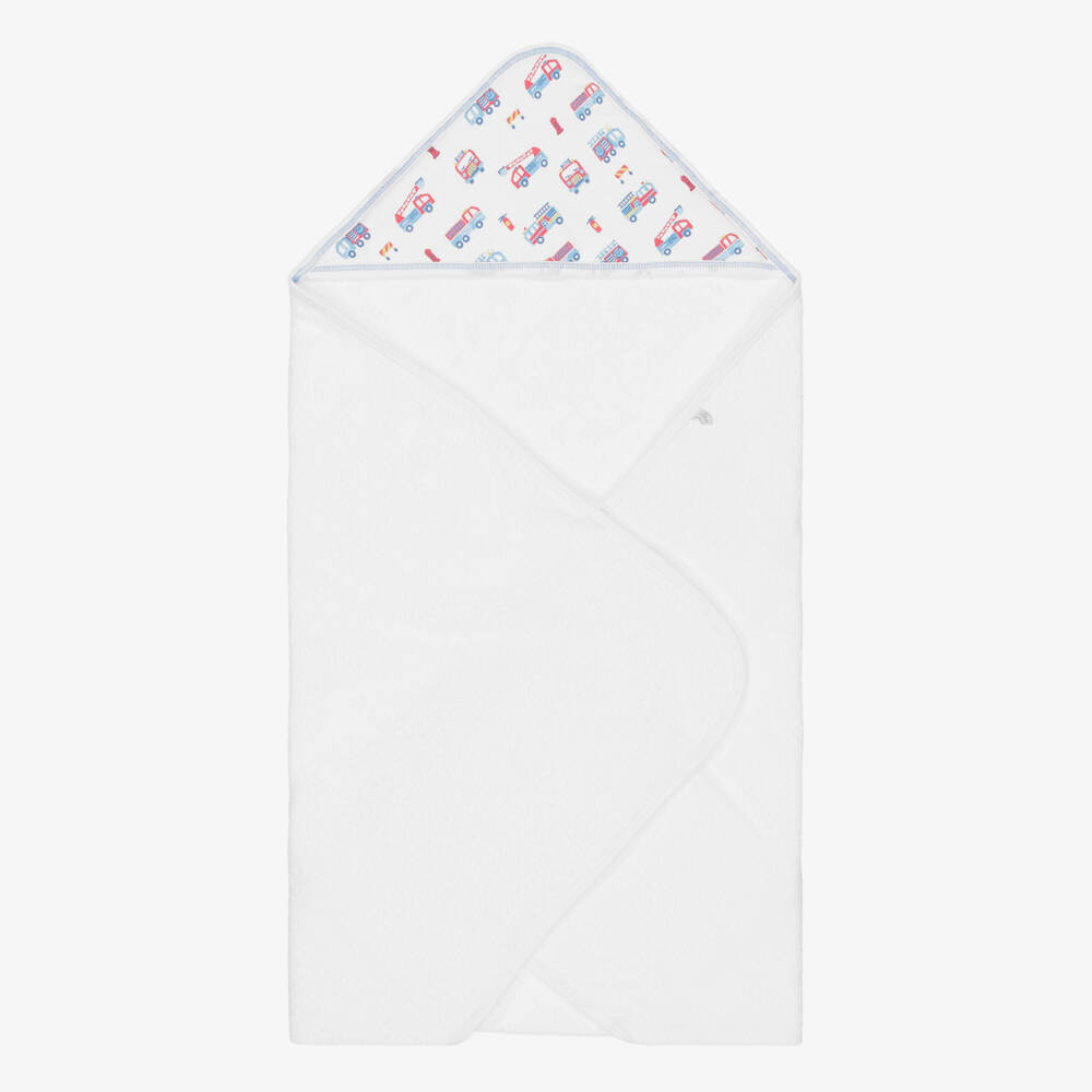 Kissy Kissy-Boys White Cotton Fight The Fire Hooded Towel & Mitt Set | Childrensalon