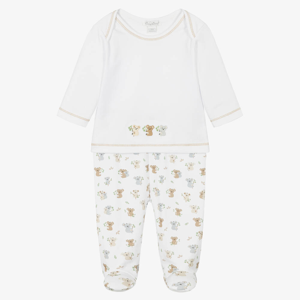 Kissy Kissy-Boys White Cotton Koala Pals 2 Piece Babygrow | Childrensalon