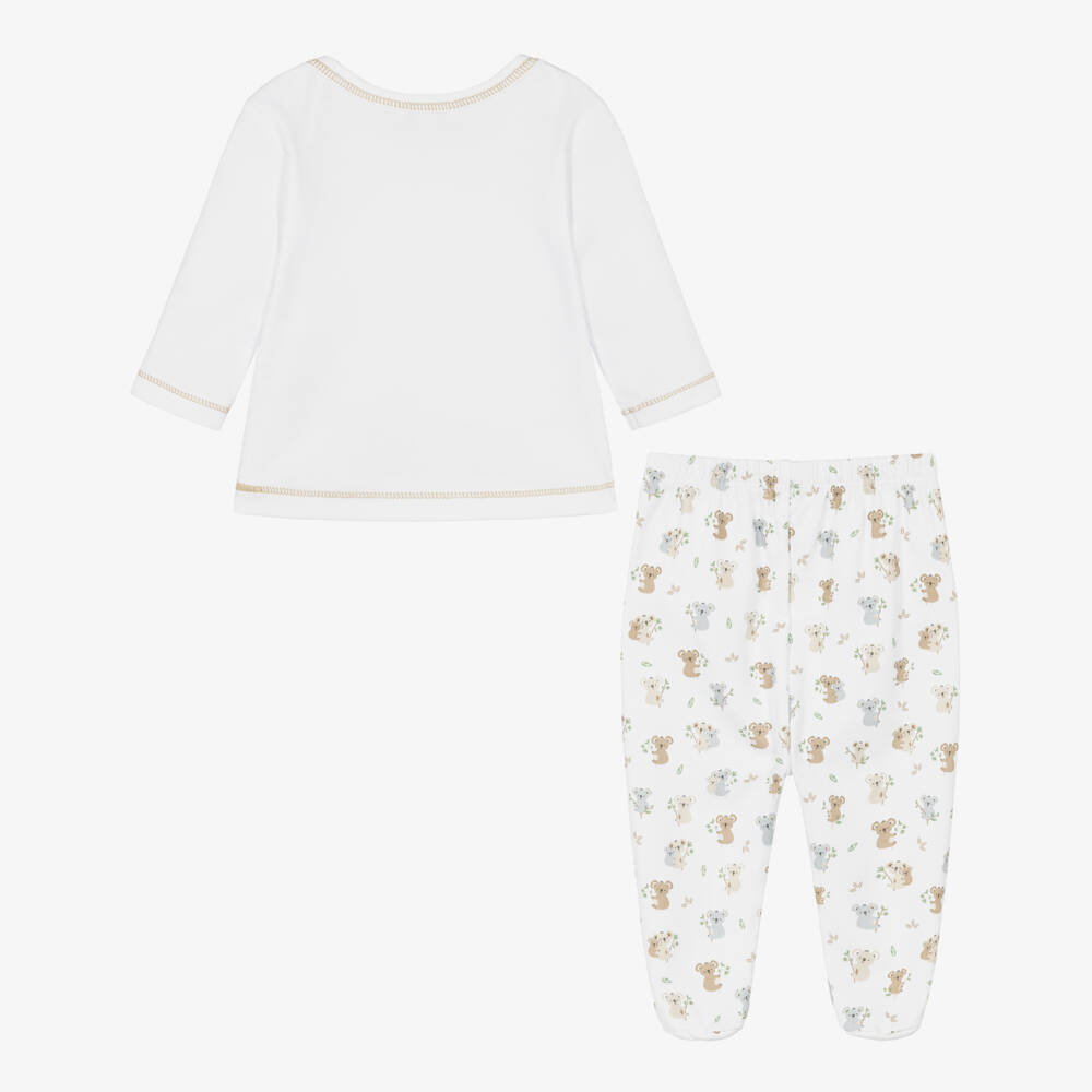 Kissy Kissy-Boys White Cotton Koala Pals 2 Piece Babygrow | Childrensalon