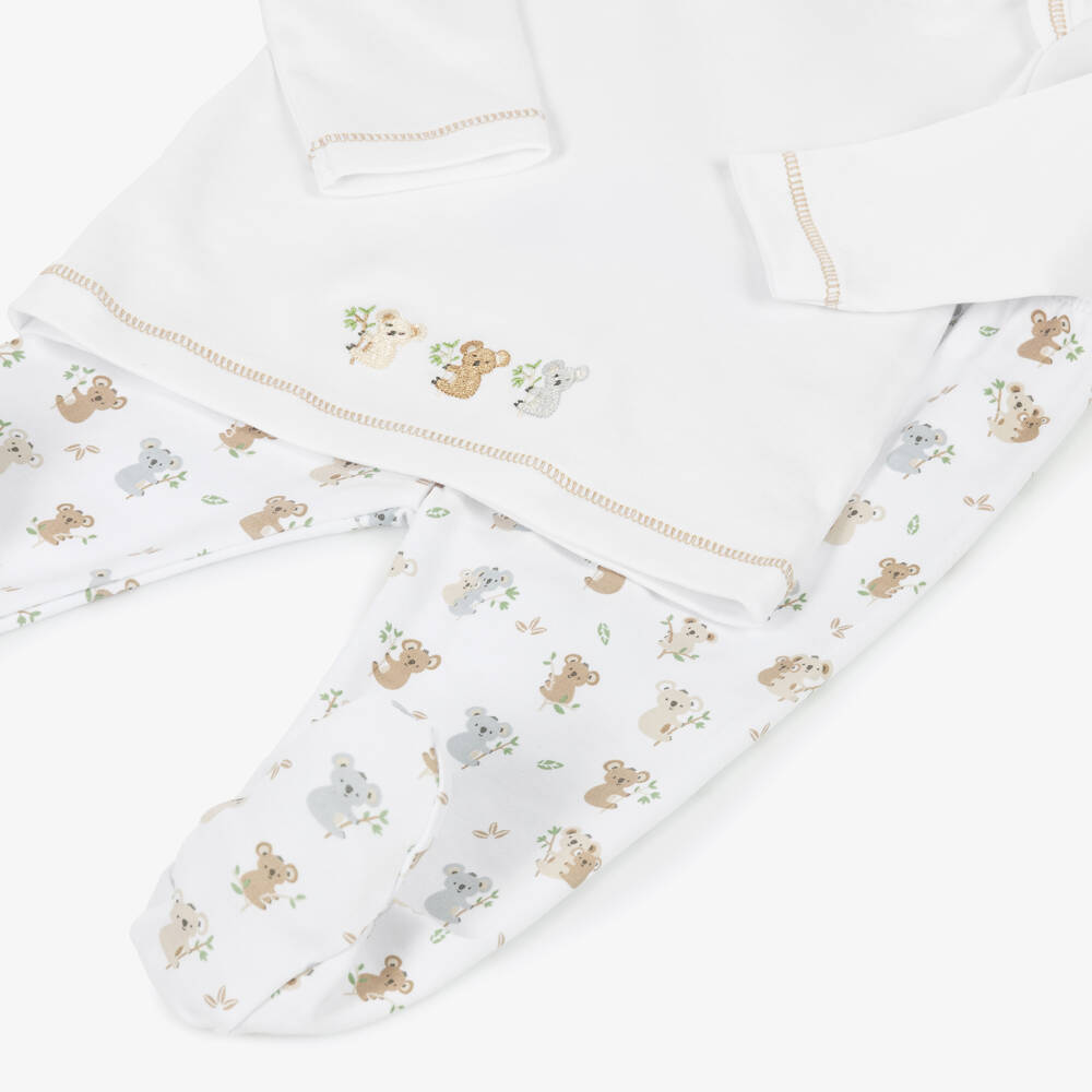 Kissy Kissy-Boys White Cotton Koala Pals 2 Piece Babygrow | Childrensalon