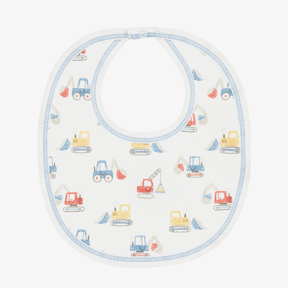 Kissy Kissy-Boys White Digger Cotton Bib | Childrensalon
