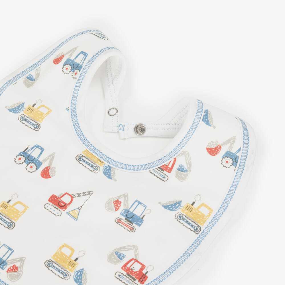 Kissy Kissy-Boys White Digger Cotton Bib | Childrensalon