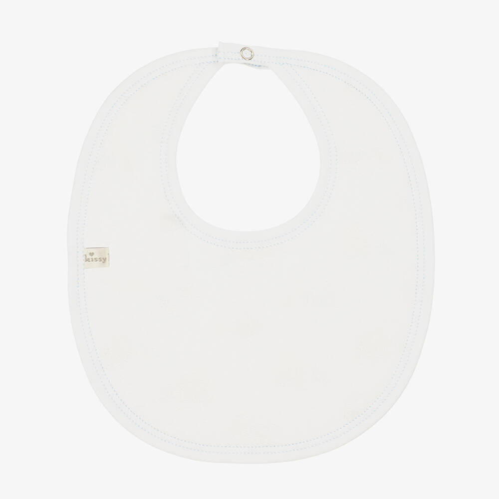 Kissy Kissy-Boys White Digger Cotton Bib | Childrensalon