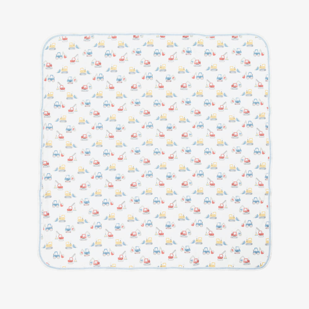 Kissy Kissy-Одеяло белое с принтом экскаватора для мальчиков | Childrensalon