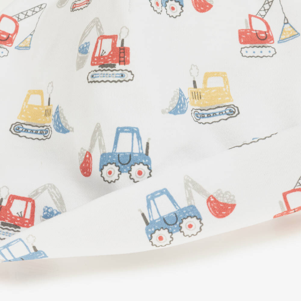 Kissy Kissy-Белая хлопковая шапка с принтом экскаватора для мальчиков | Childrensalon