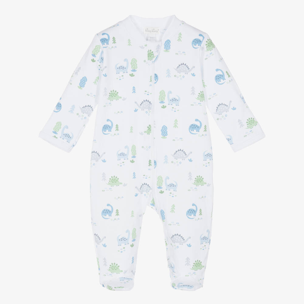 Kissy Kissy-Boys White Dinosaur Print Babygrow | Childrensalon